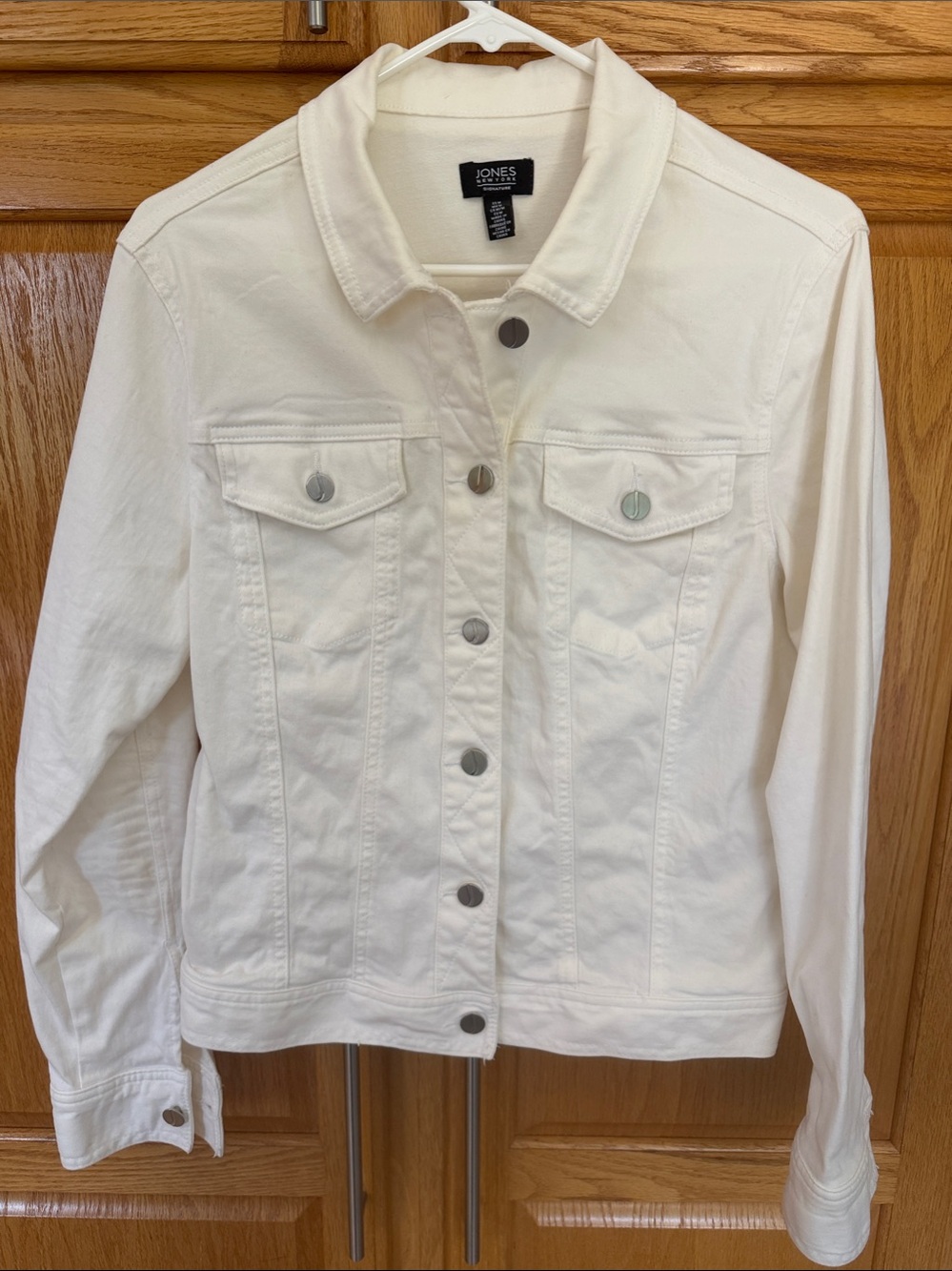 Jones New York White Button-Front Jean Jacket